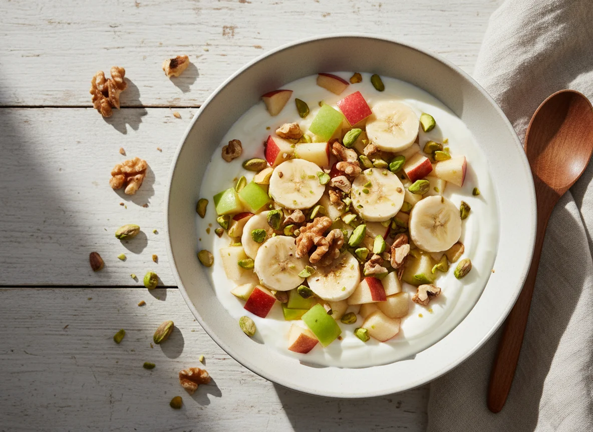Frucht-Joghurt mit Nüssen photo