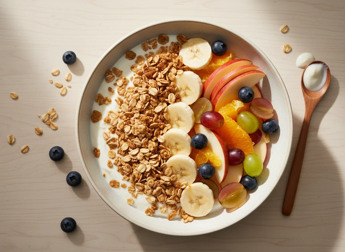 Frucht-Joghurt-Schale mit Müsli photo