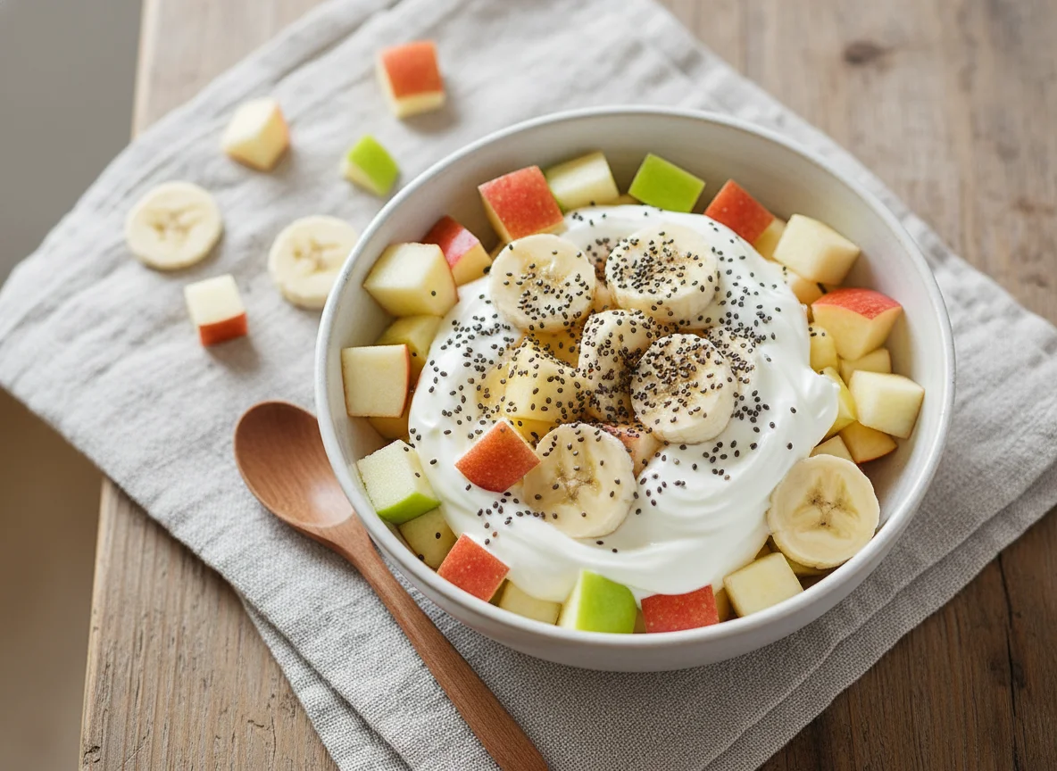 Fruchtsalat mit Joghurt und Chiasamen photo