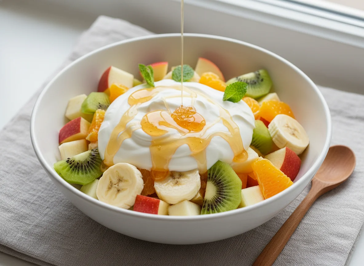 Fruchtsalat mit Joghurt und Honig photo