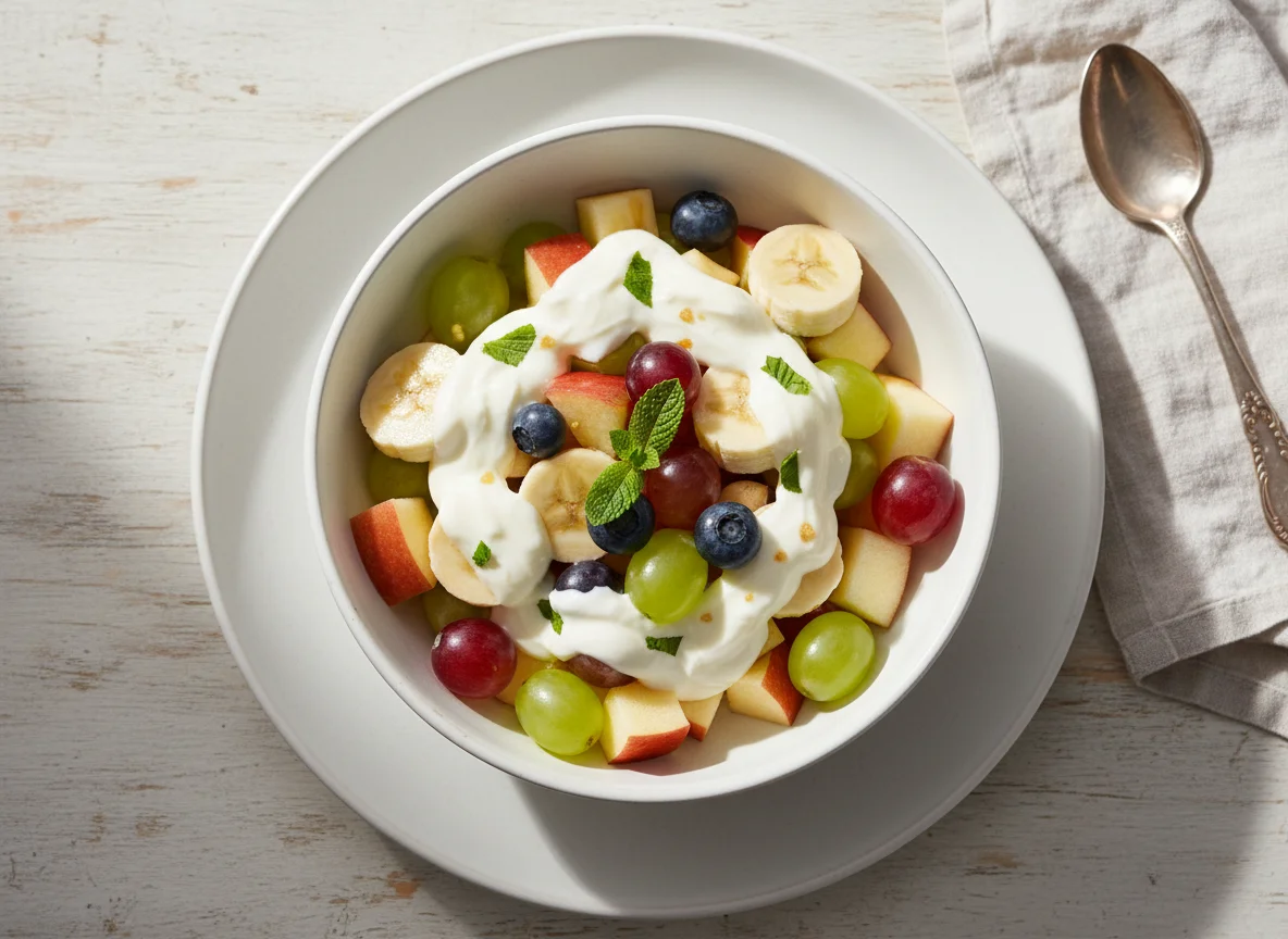 Fruchtsalat mit Joghurt-Dressing photo