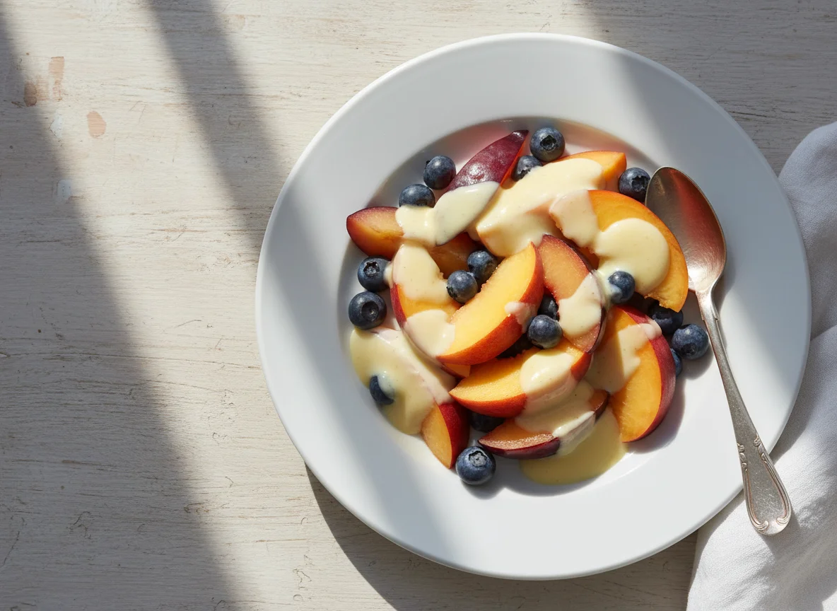 Fruchtsalat mit Vanillesauce photo