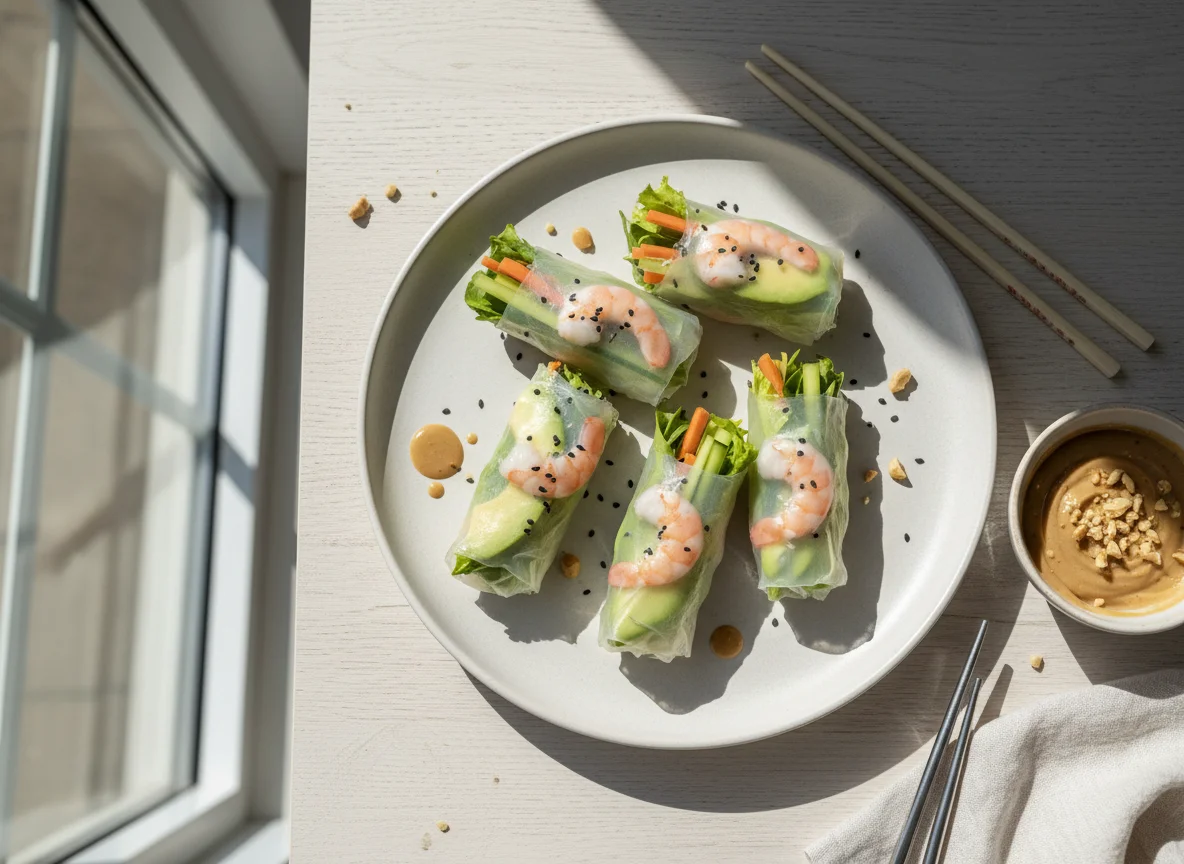 Frühlingsrollen mit Erdnusssauce photo