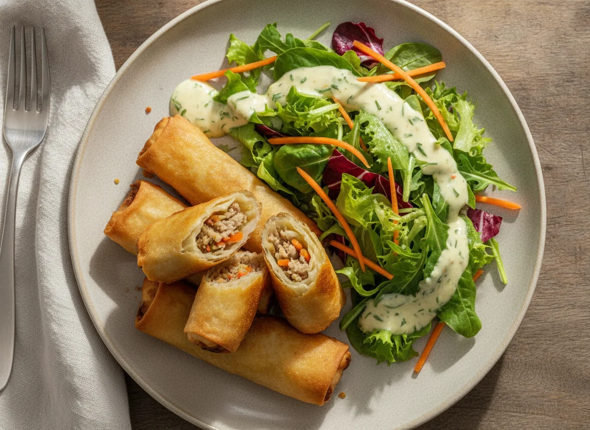 Frühlingsrollen mit gemischtem Salat photo