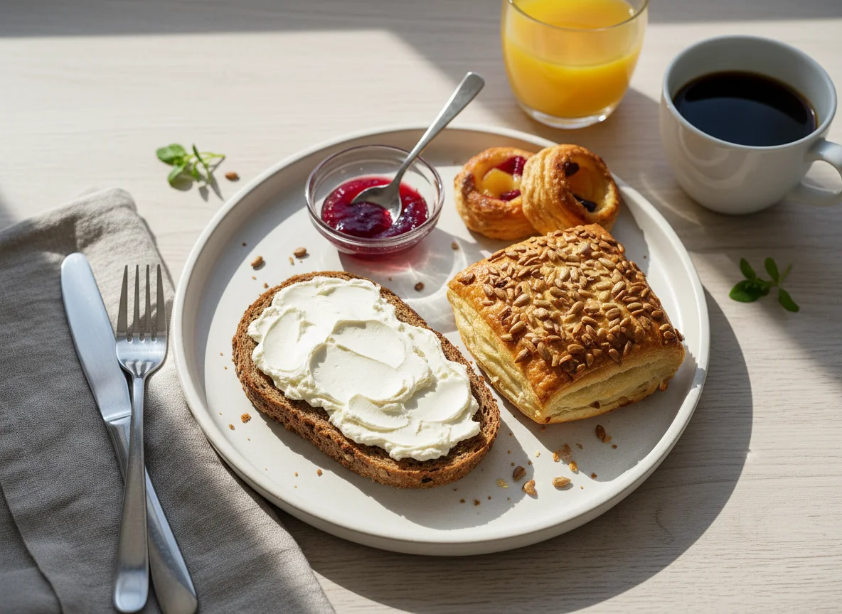 Frühstück mit Brot und Gebäck photo