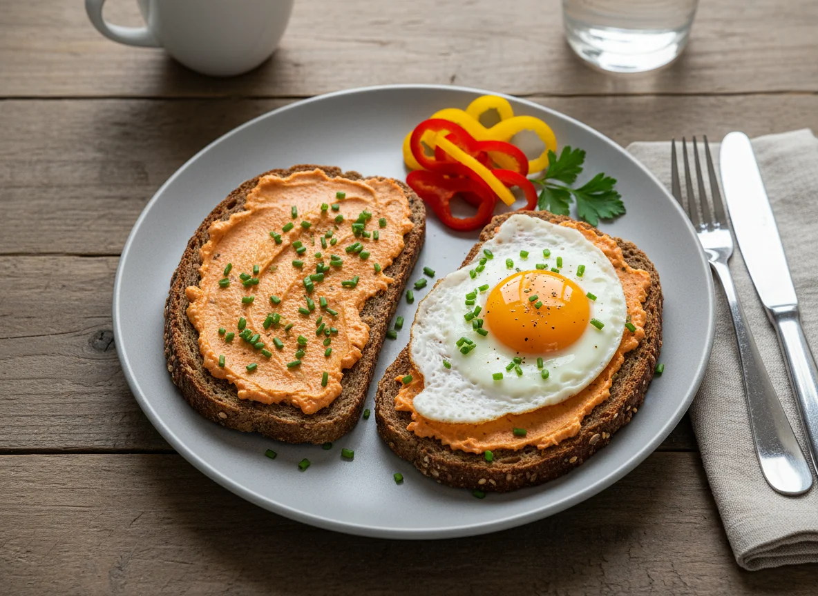 Frühstück mit Brot und Spiegelei photo