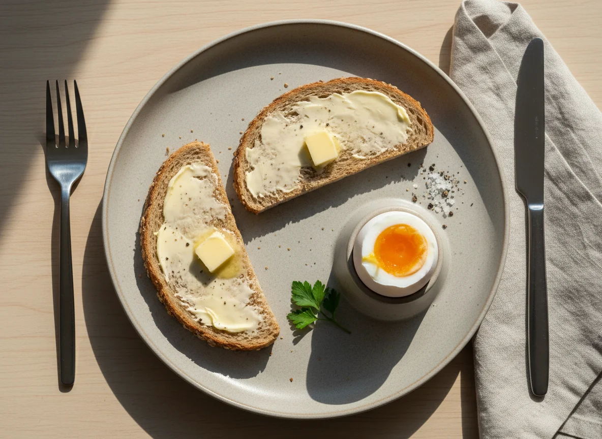Frühstück mit Ei und Toast photo