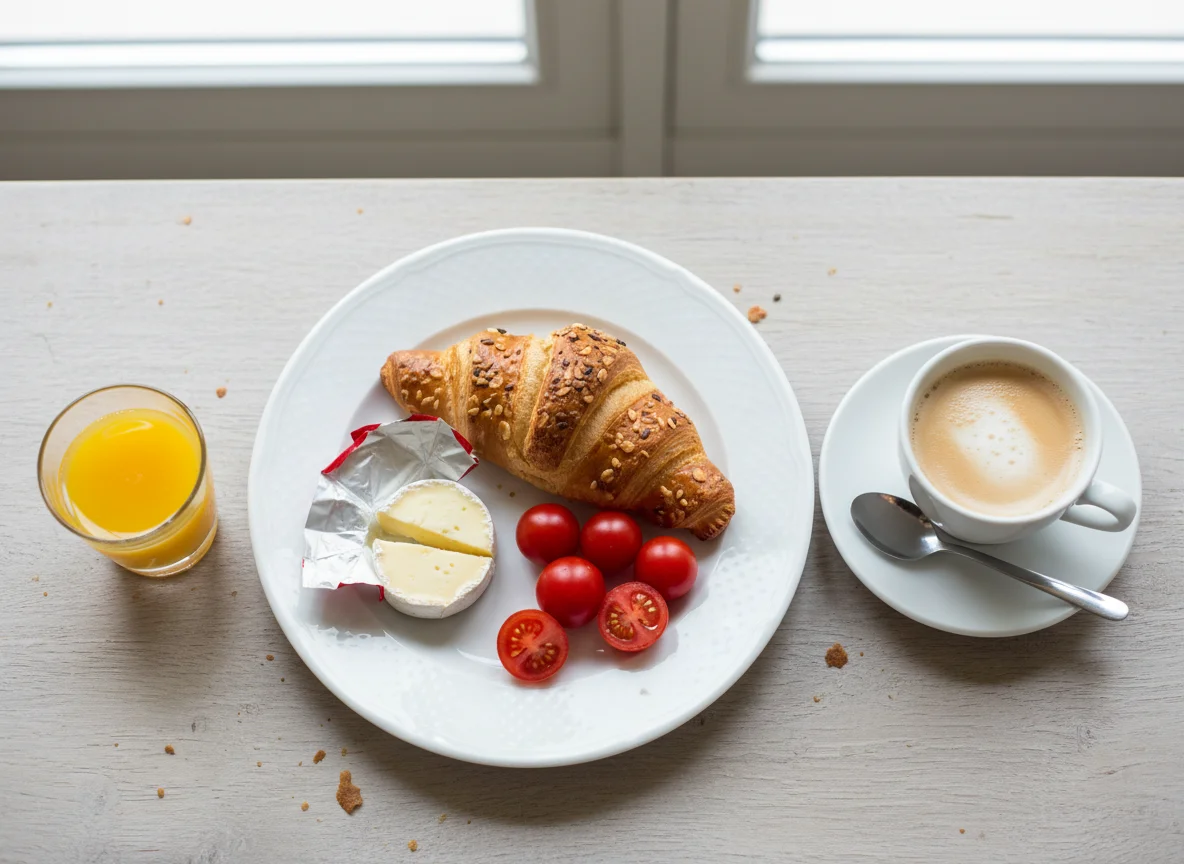 Frühstück mit Gipfeli und Käse photo