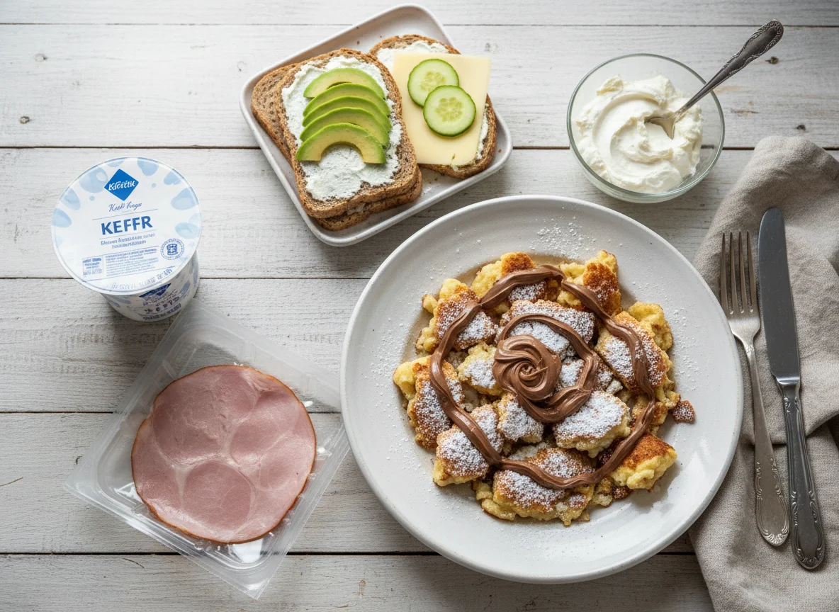 Frühstück mit Kaiserschmarrn und Brot photo
