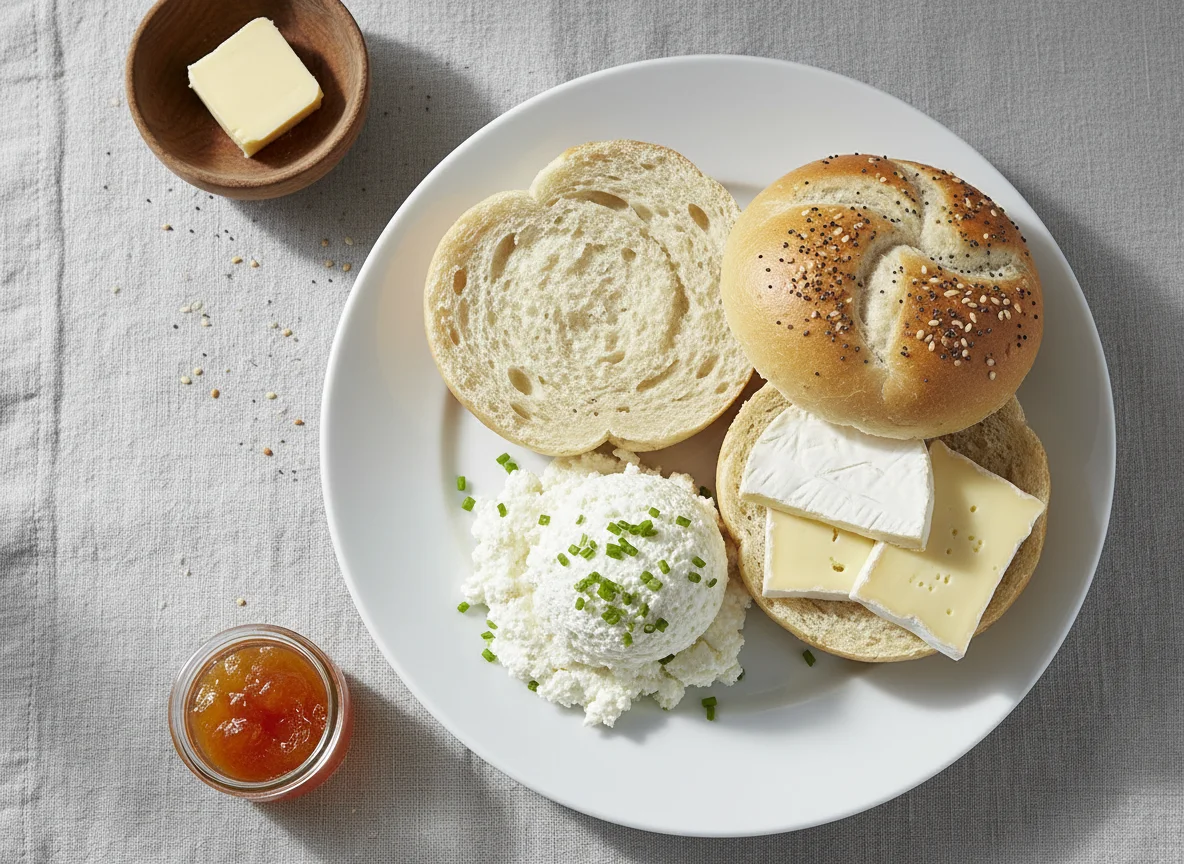 Frühstück mit Käse und Brötchen photo