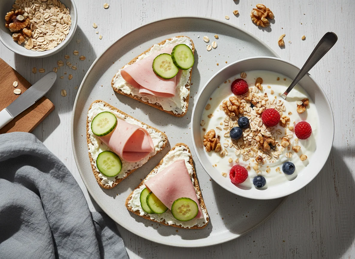 Frühstück mit Knäckebrot und Müsli photo