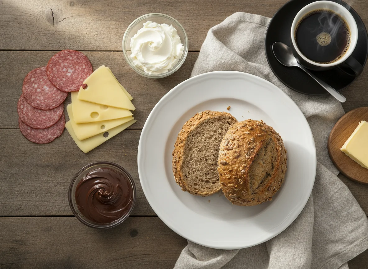Frühstück mit Mehrkornbrötchen photo