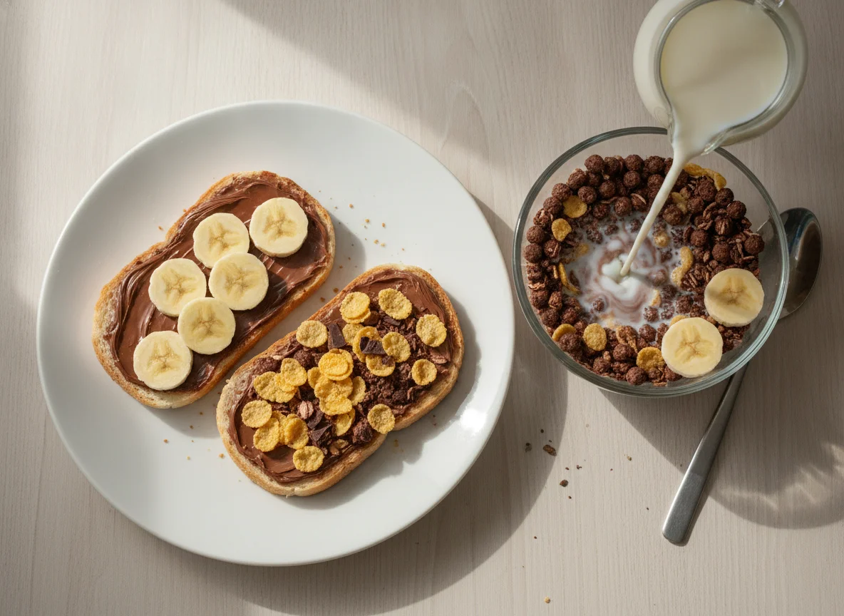 Frühstück mit Sandwich und Müsli photo