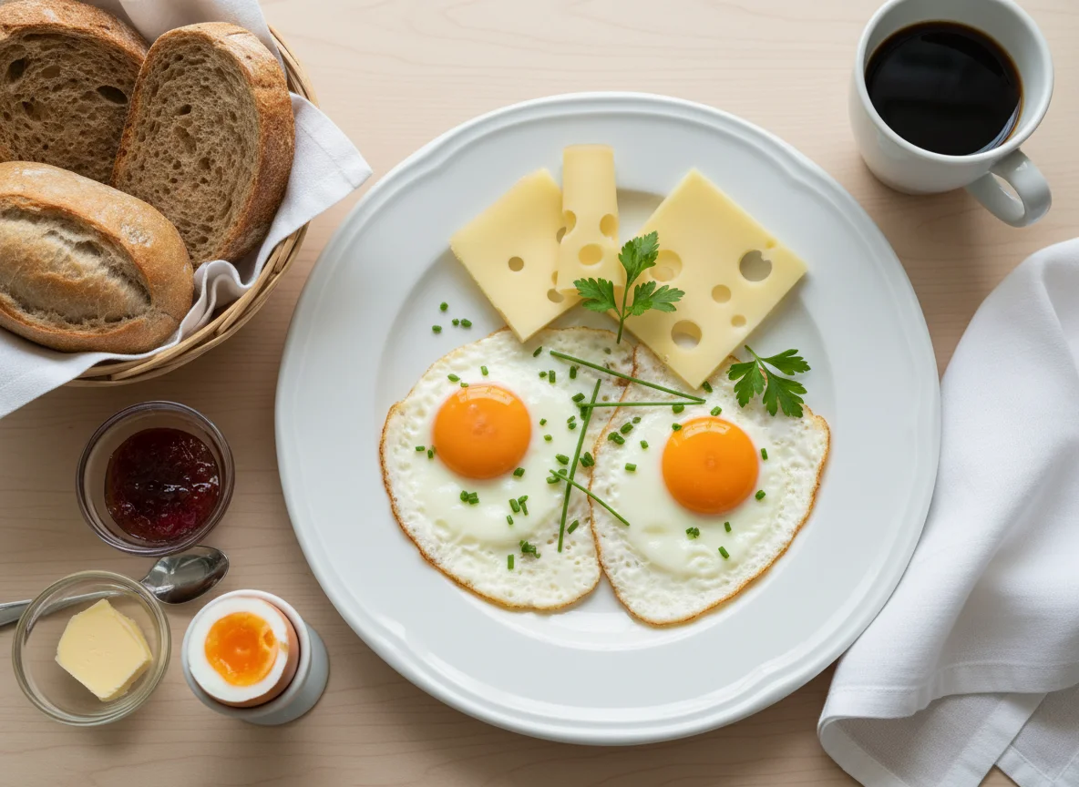 Frühstück mit Spiegelei und Käse photo