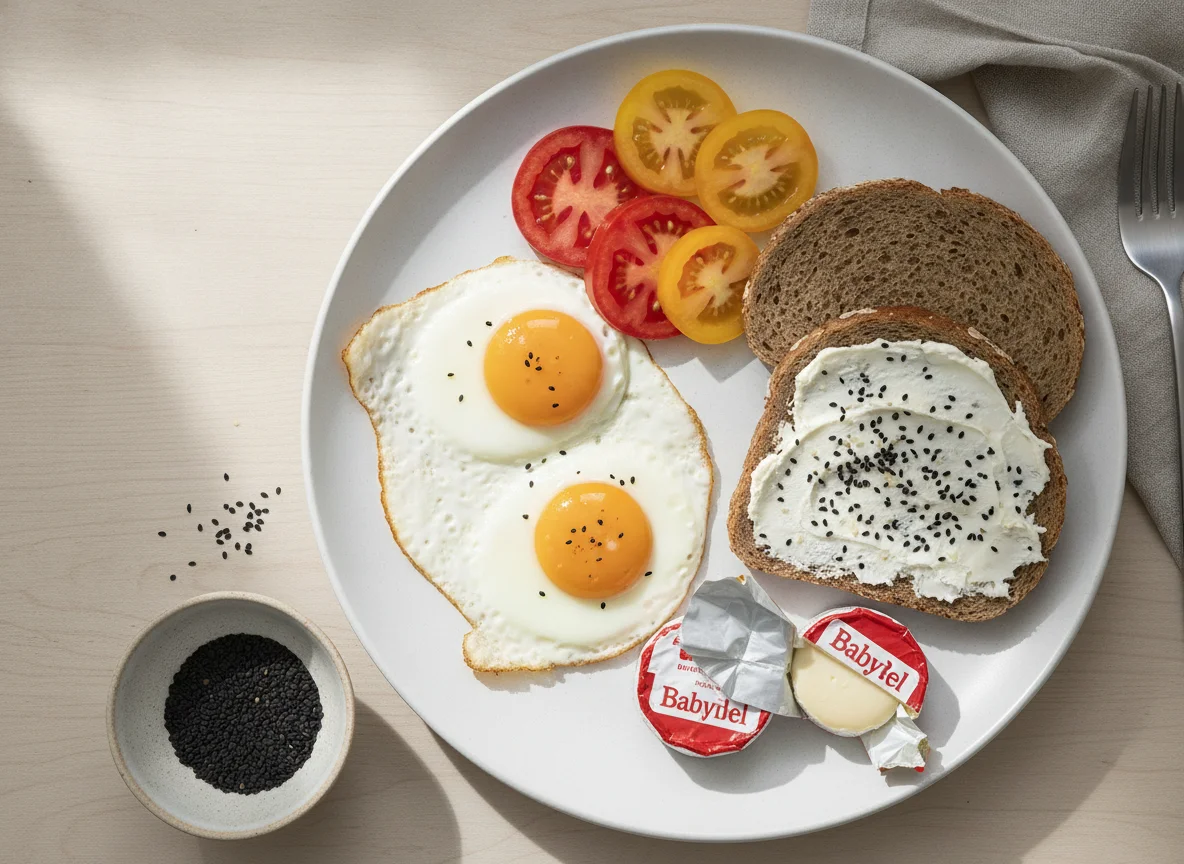 Frühstück mit Spiegelei und Tomaten photo