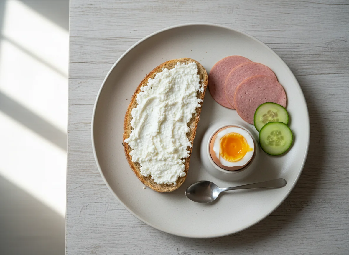 Frühstück mit Toast und Eiern photo