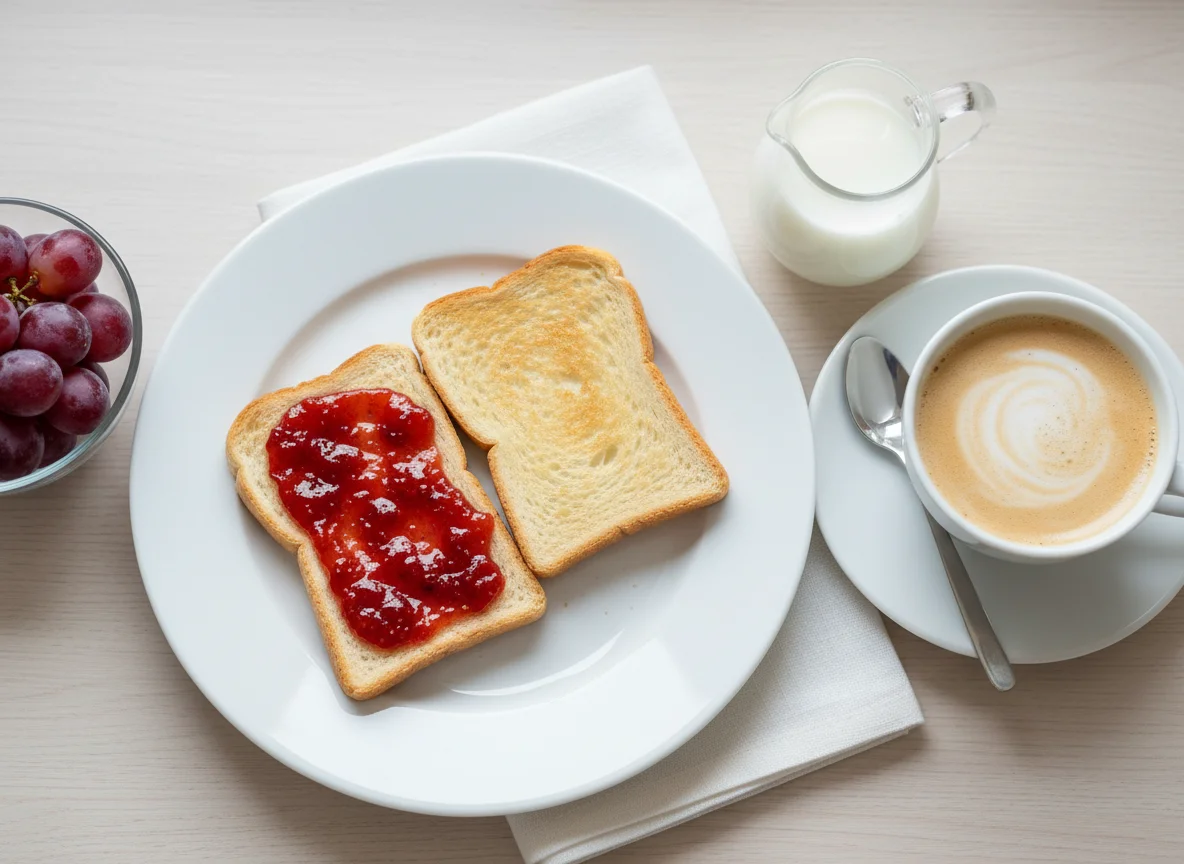 Frühstück mit Toast und Kaffee photo