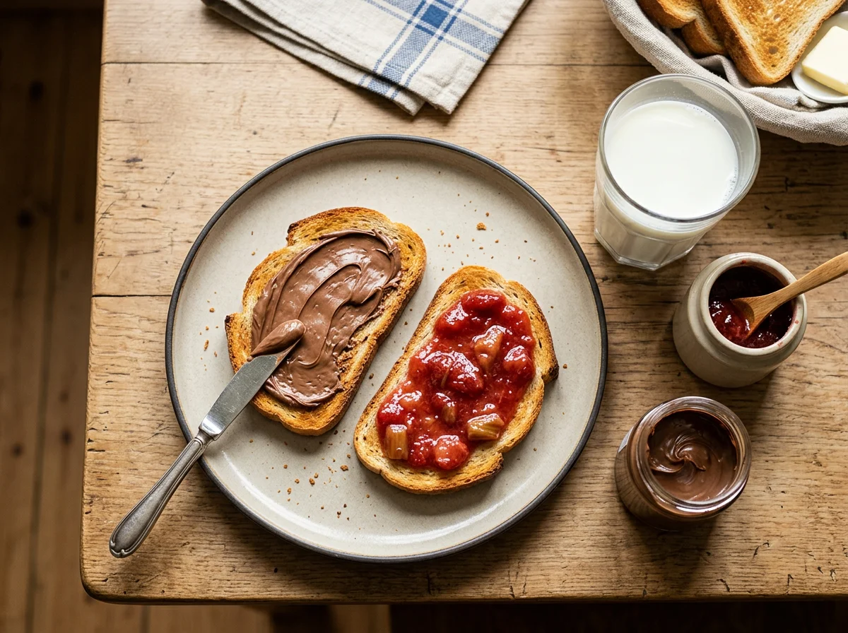 Frühstück mit Toast und Milch photo