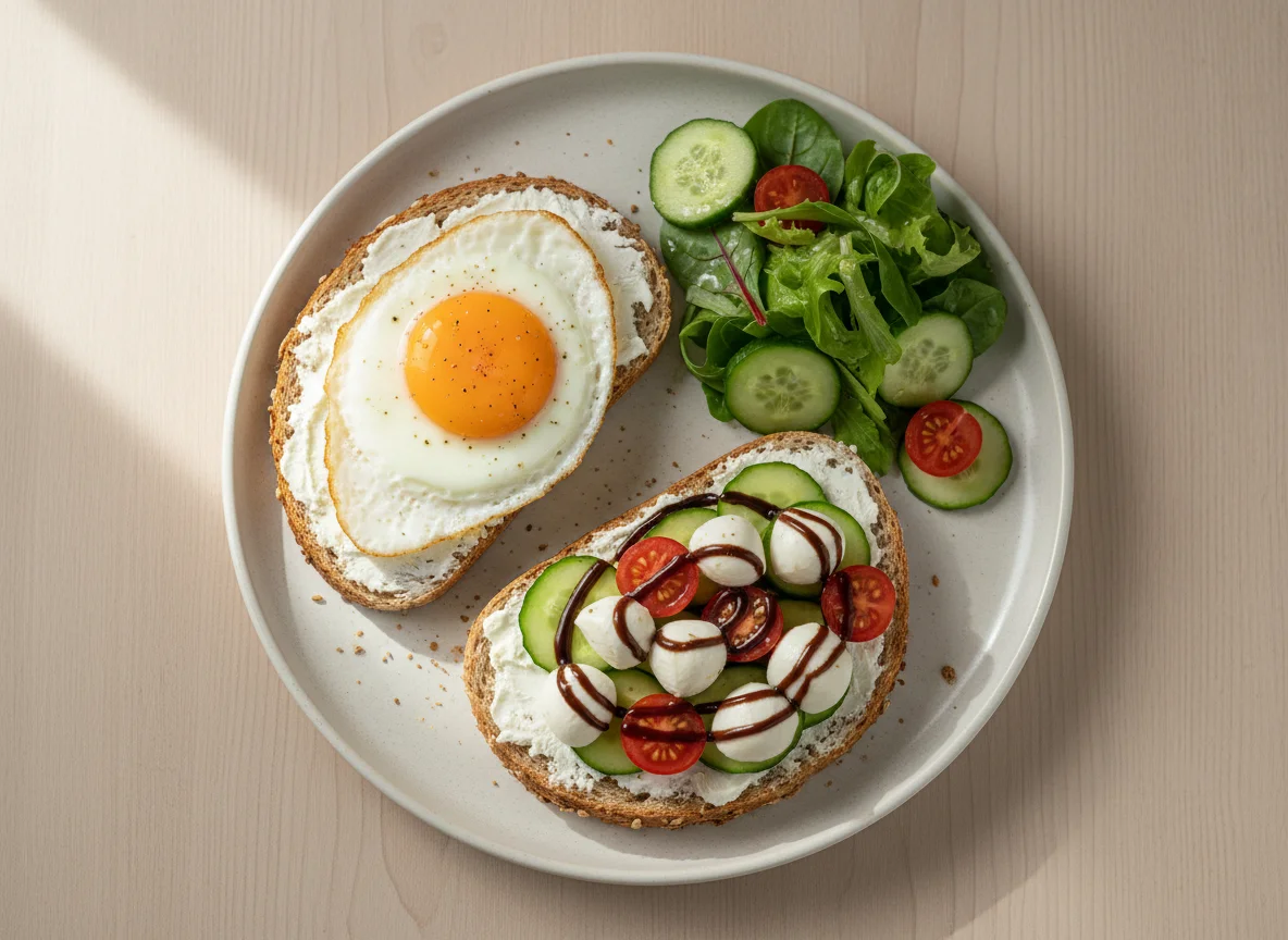Frühstück mit Toast und Salat photo