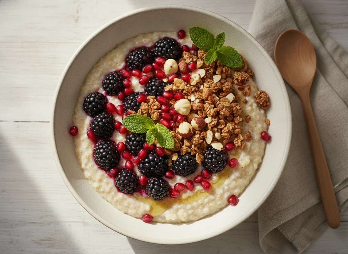 Frühstücks-Bowl mit Beeren und Granola photo