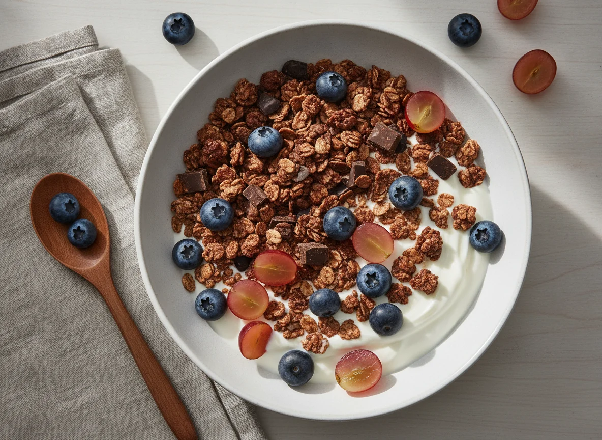 Frühstücks-Bowl mit Beeren und Müsli photo