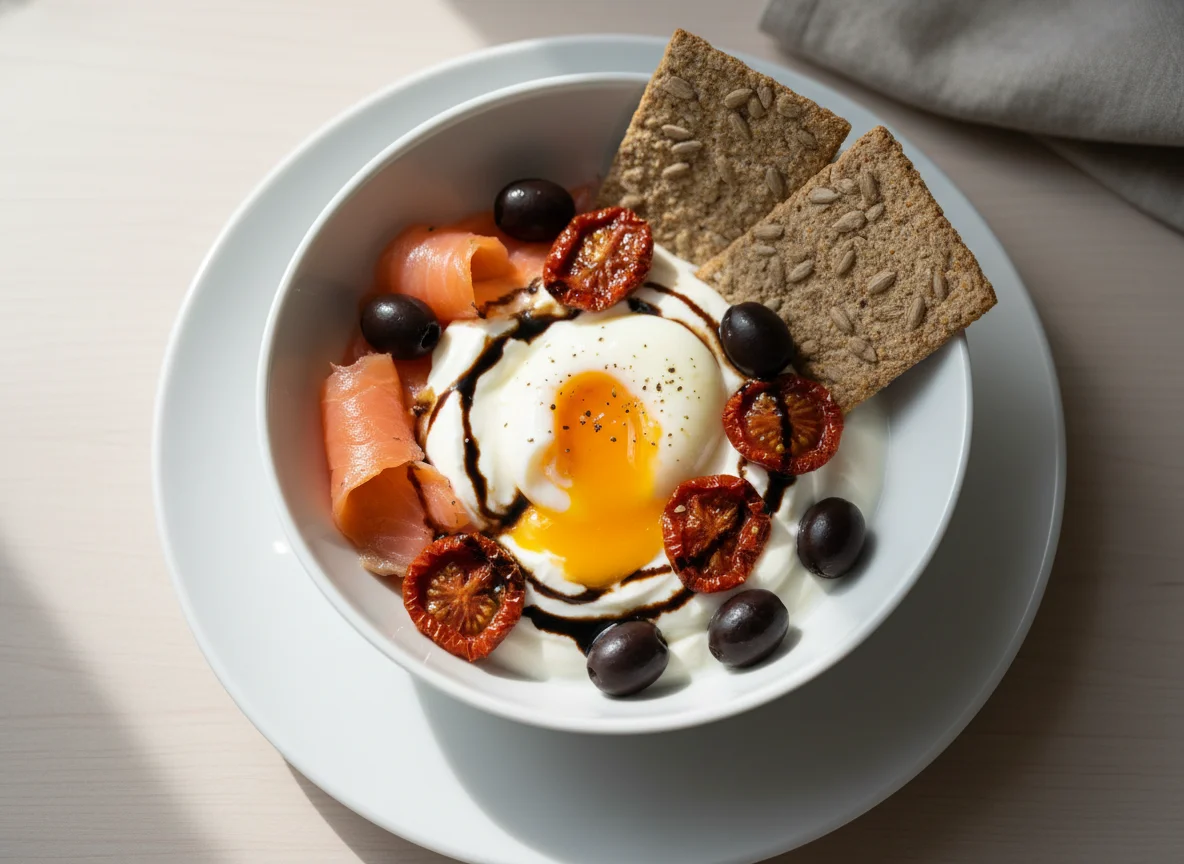 Frühstücksbowl mit Ei und Joghurt photo