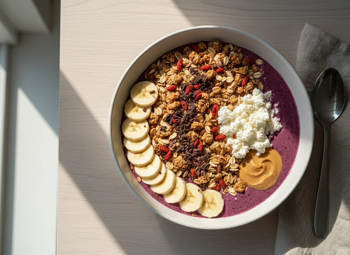 Frühstücks-Bowl mit Früchten und Müsli photo