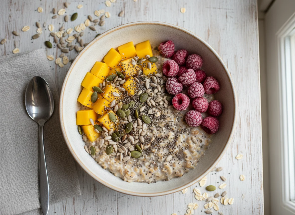 Frühstücks-Bowl mit Früchten und Samen photo