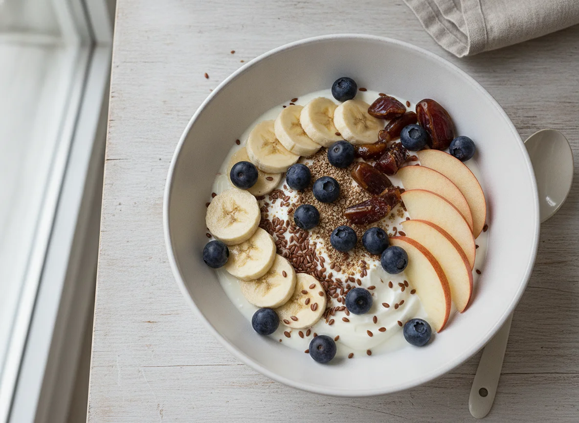 Frühstücks-Bowl mit Joghurt und Früchten photo