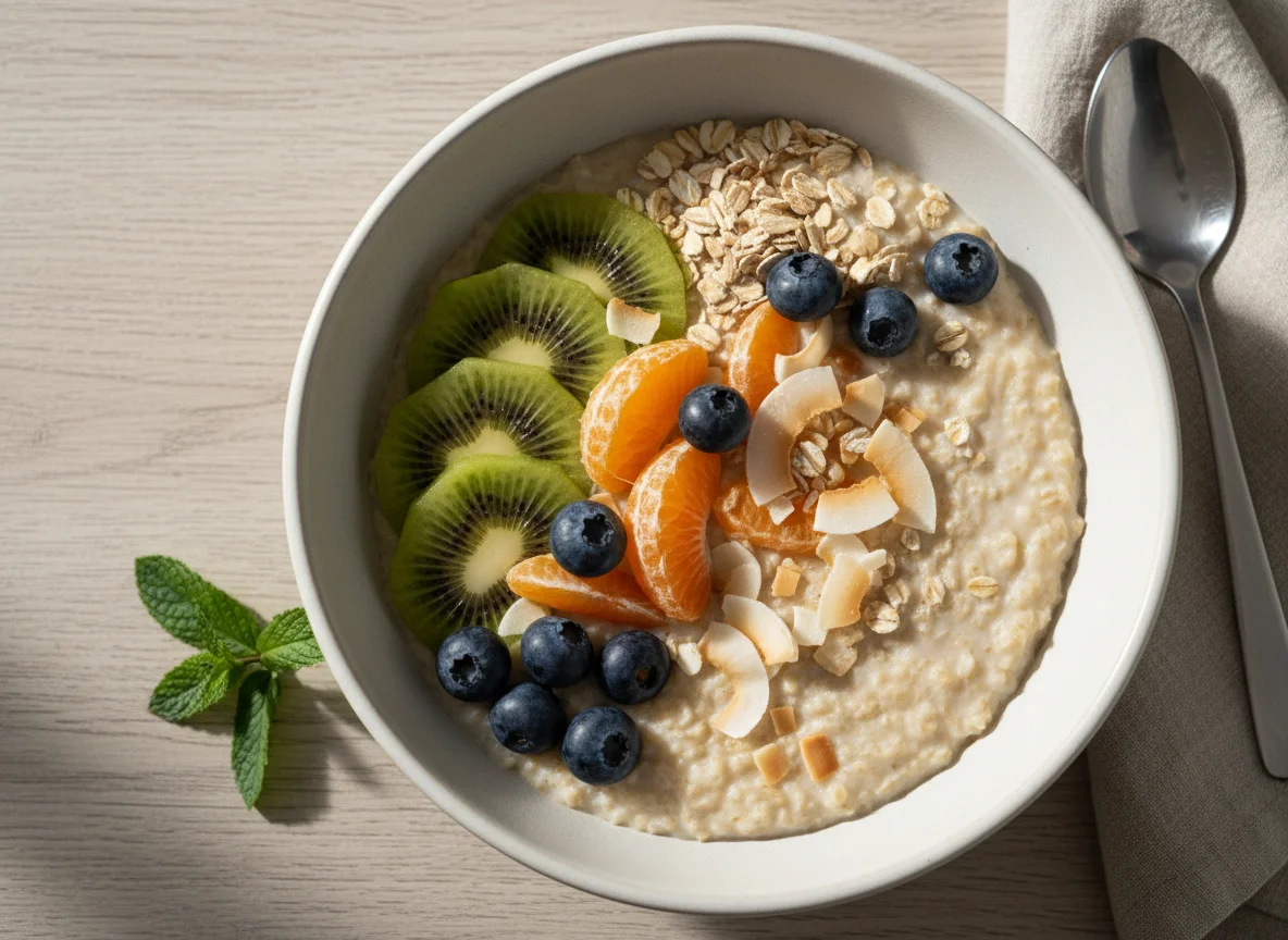 Frühstücks-Bowl mit Obst und Haferflocken photo