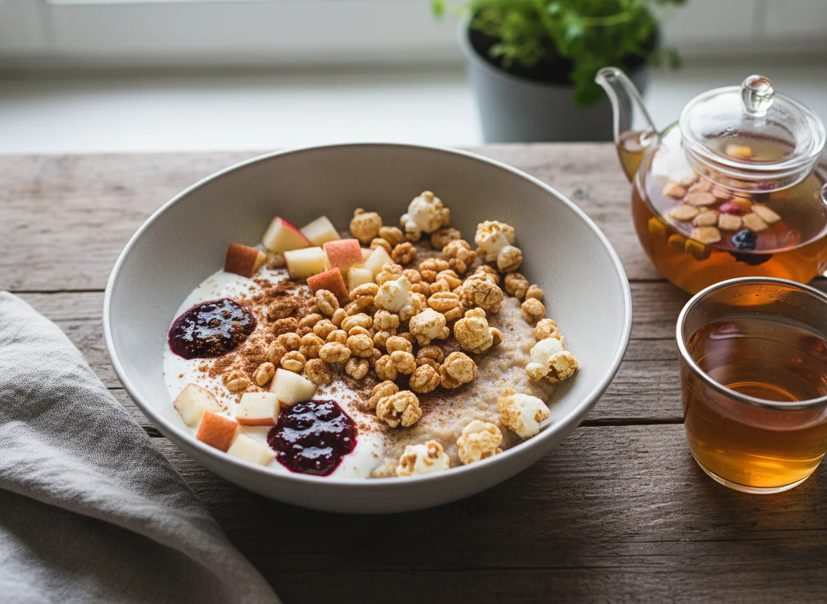 Frühstücks-Bowl mit Tee photo
