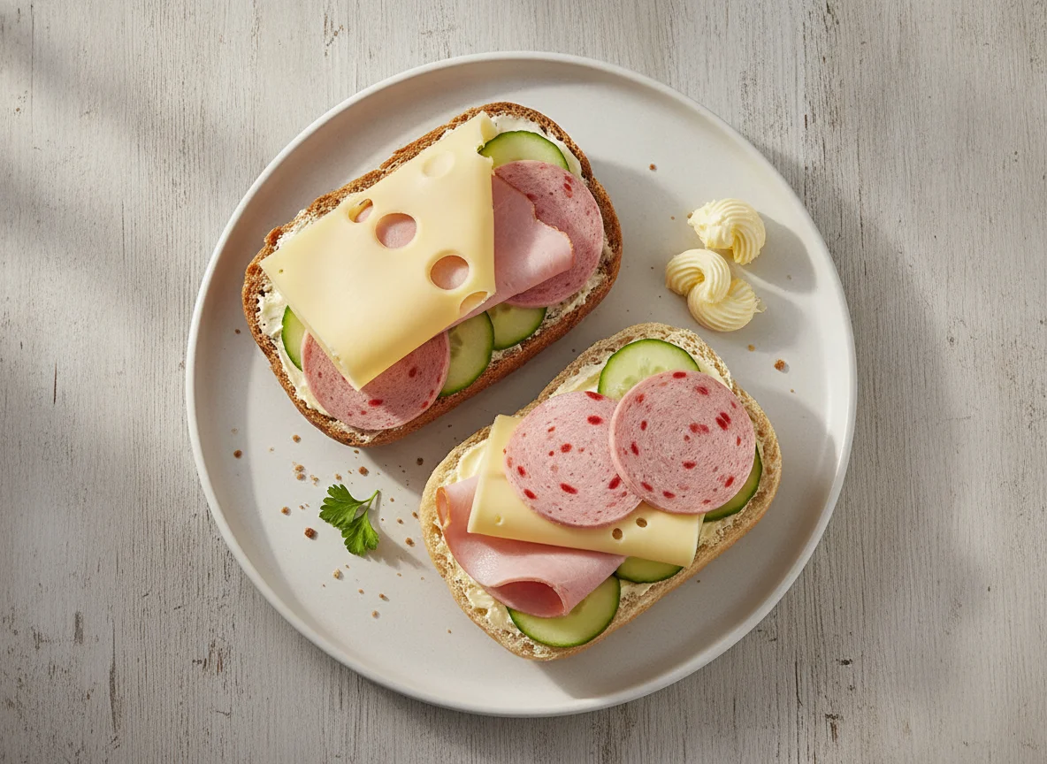 Frühstücksbrötchen mit Aufschnitt photo