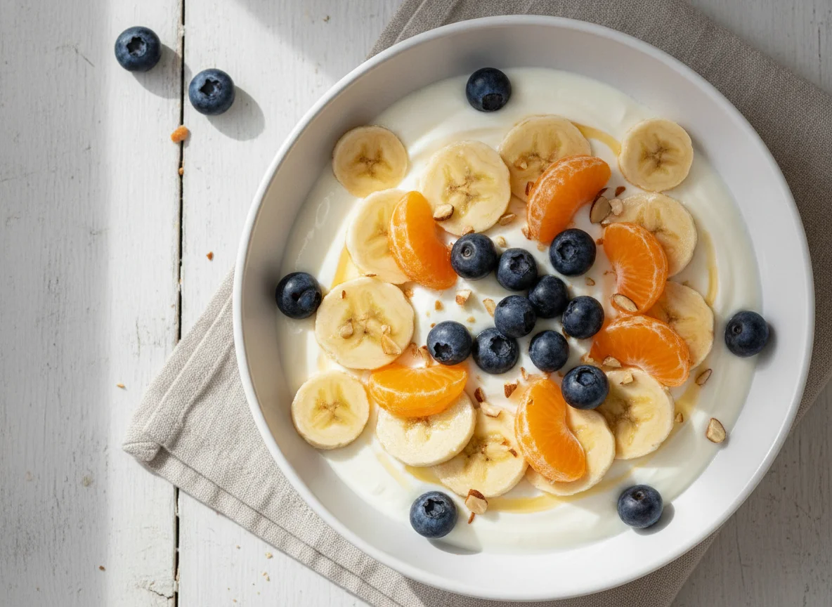 Frühstücksschale mit Joghurt und Früchten photo