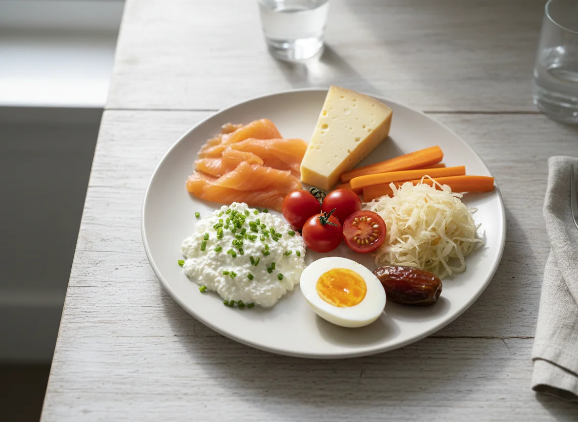 Frühstücksteller mit Beilagen photo