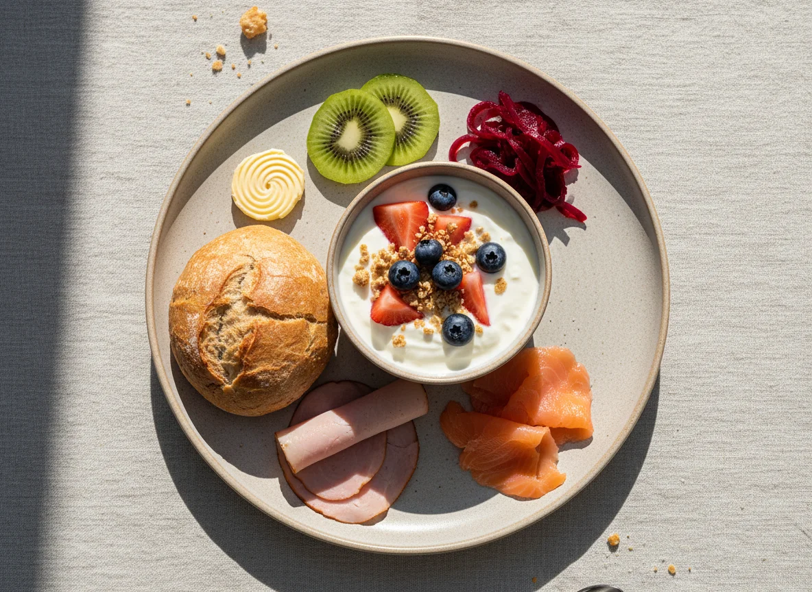 Frühstücksteller mit Joghurt photo