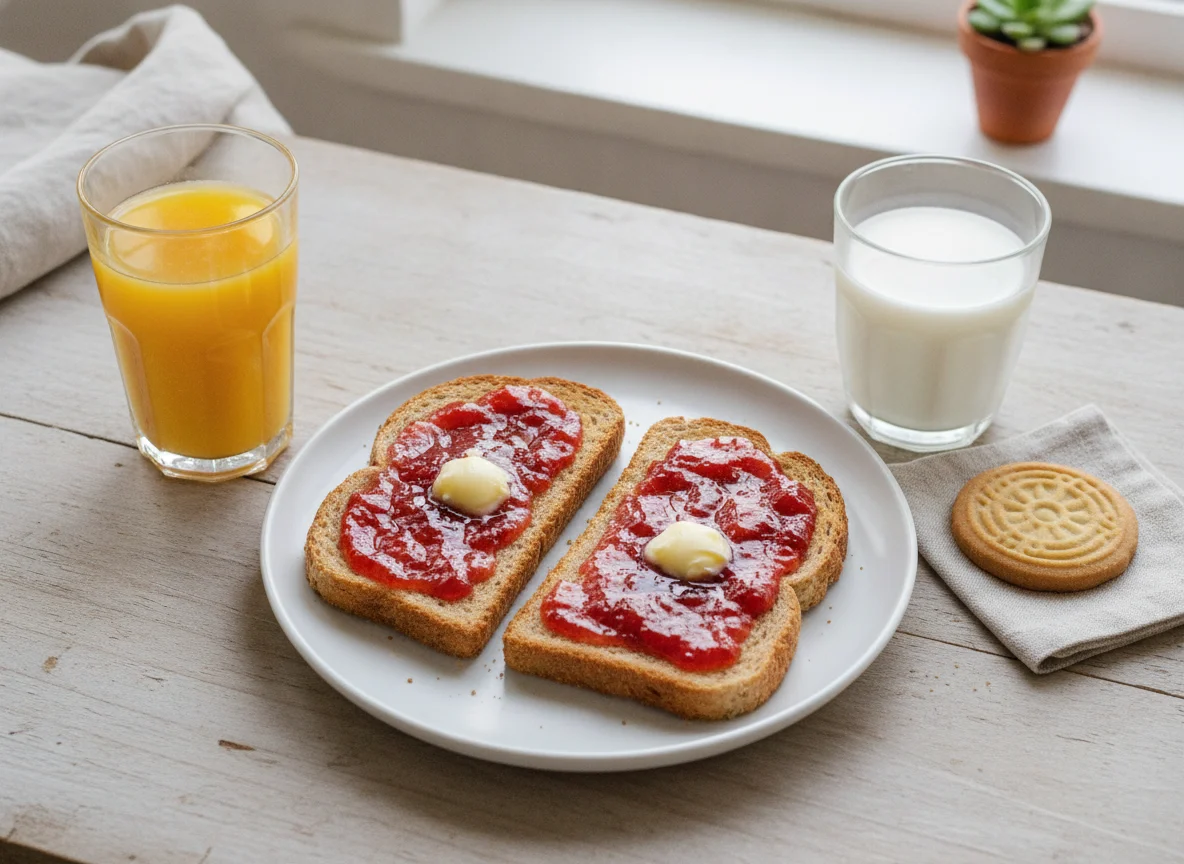 Frühstückstoast mit Marmelade photo