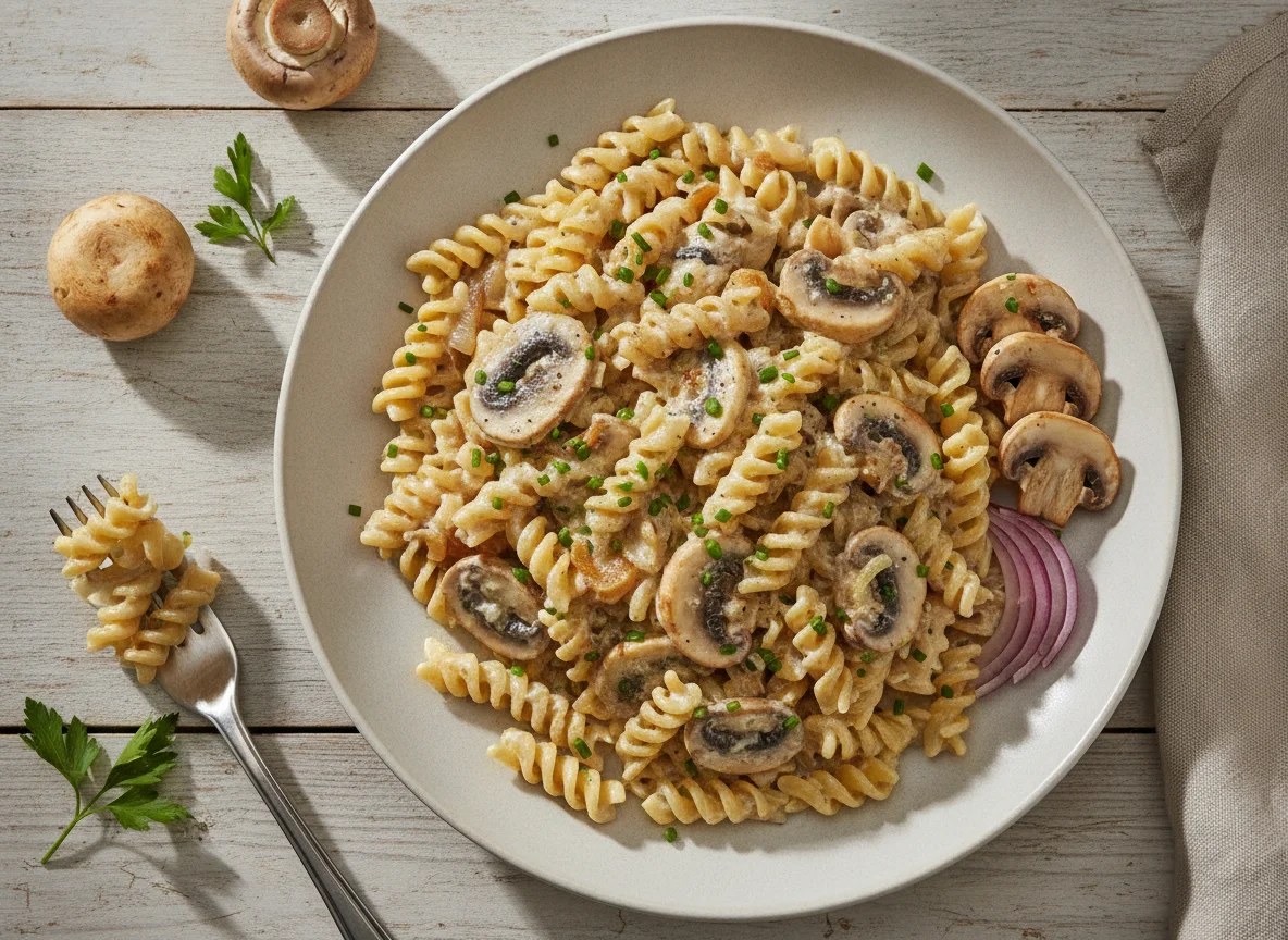 Fusilli mit Champignon-Rahmsauce photo
