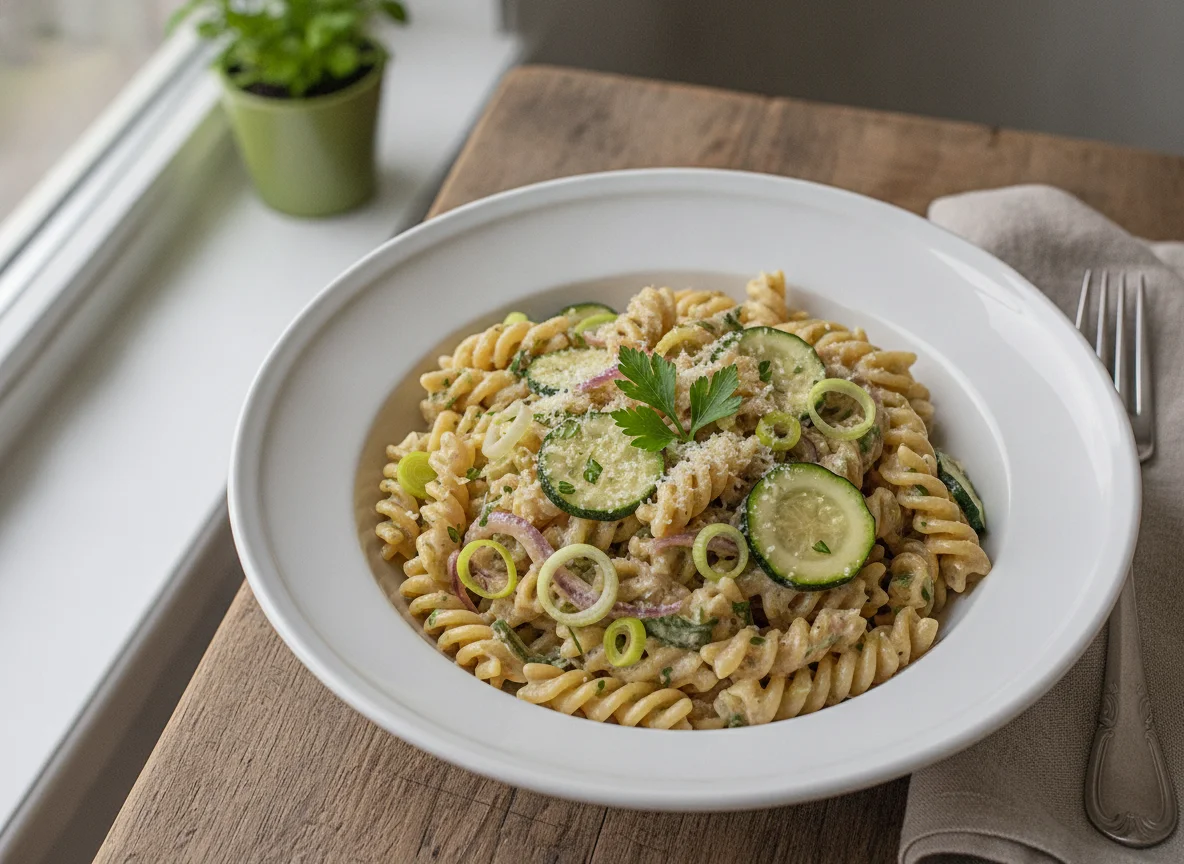 Fusilli mit cremiger Gemüsesauce photo