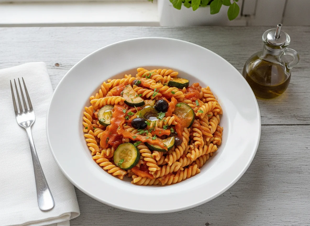 Fusilli mit Gemüsetomatensauce photo