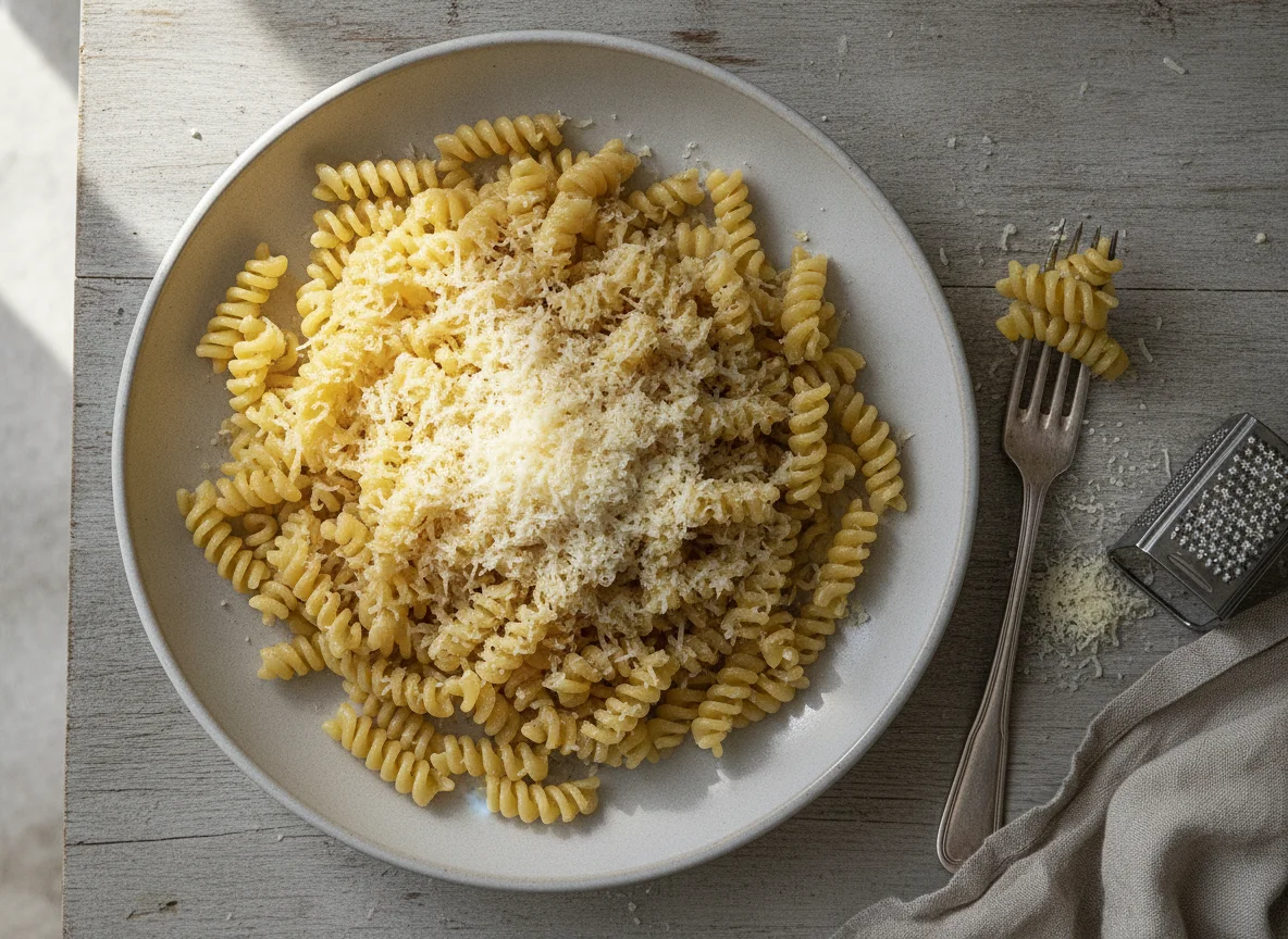 Fusilli mit geriebenem Käse photo
