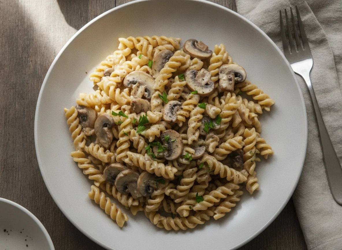 Fusilli mit Pilz-Rahmsauce photo