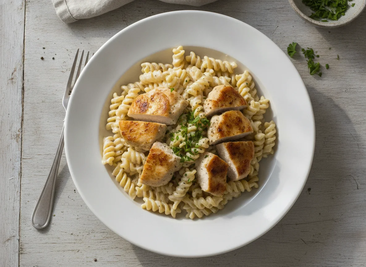 Fusilli mit Poulet in Rahmsauce photo