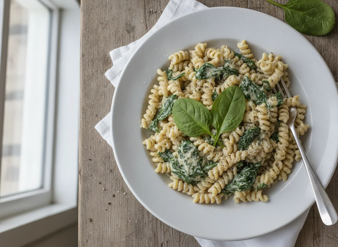 Fusilli mit Spinat-Sahnesauce photo