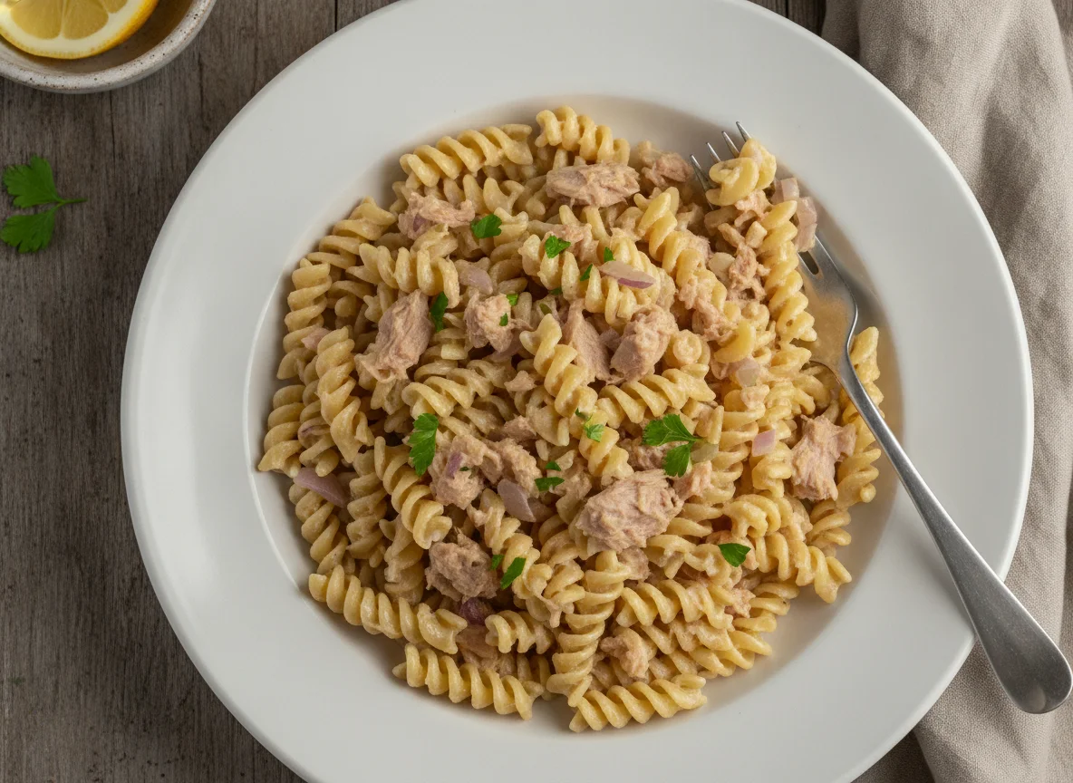 Fusilli mit Thunfisch-Sahnesauce photo
