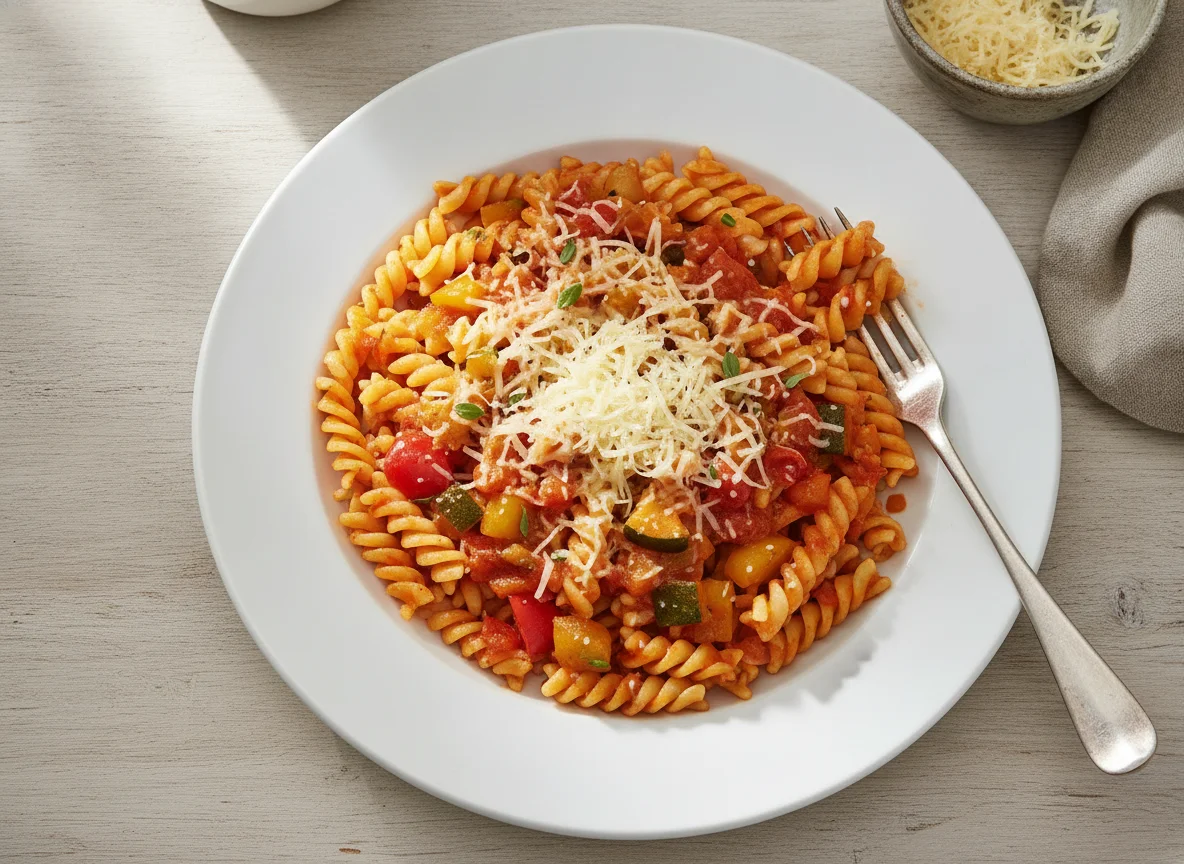 Fusilli mit Tomaten-Gemüsesauce photo