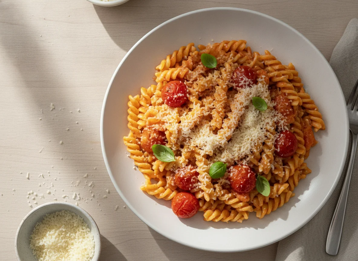 Fusilli mit Tomaten-Sahnesauce photo