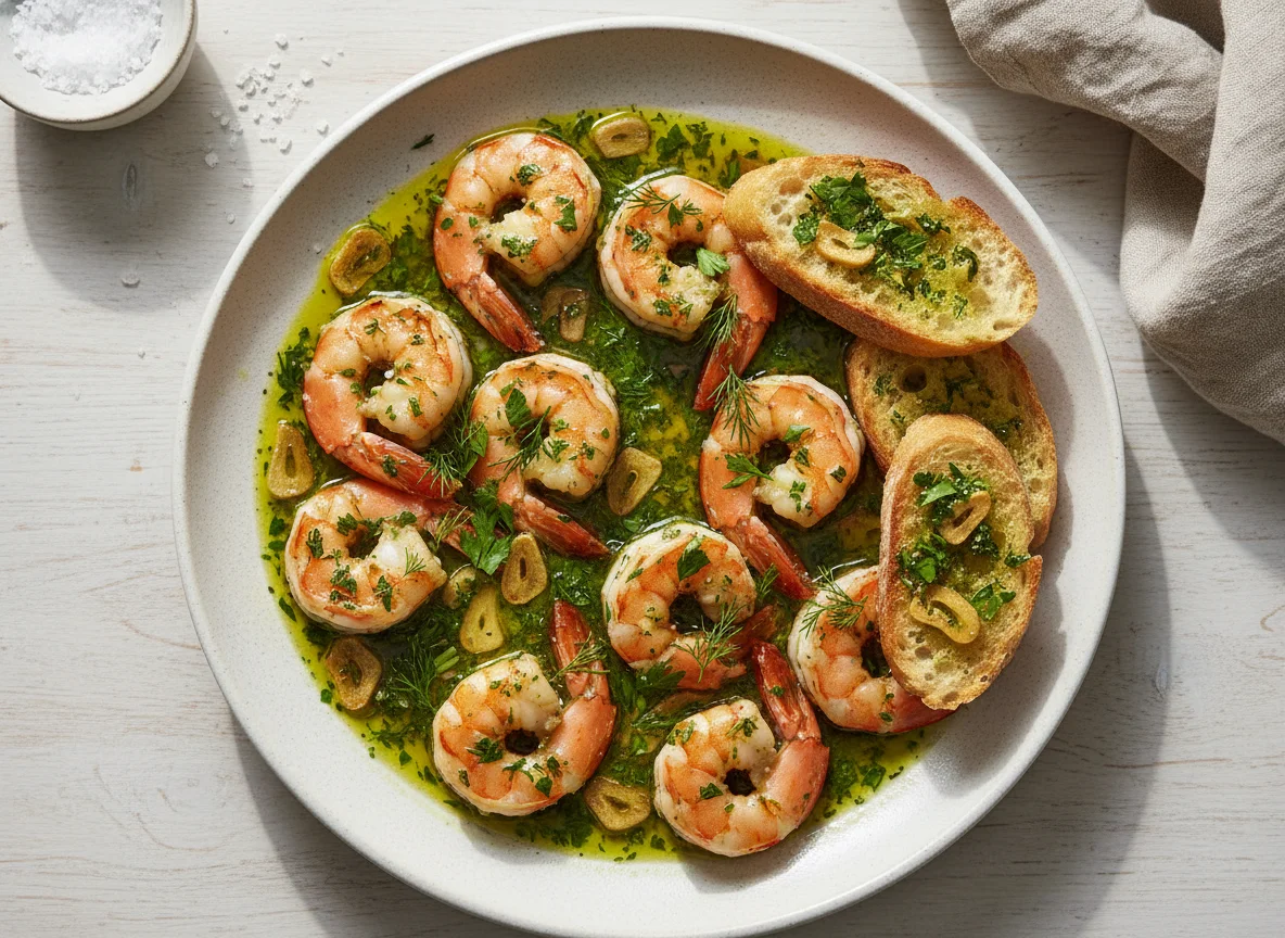 Garnelen in Knoblauch-Kräuter-Sauce photo