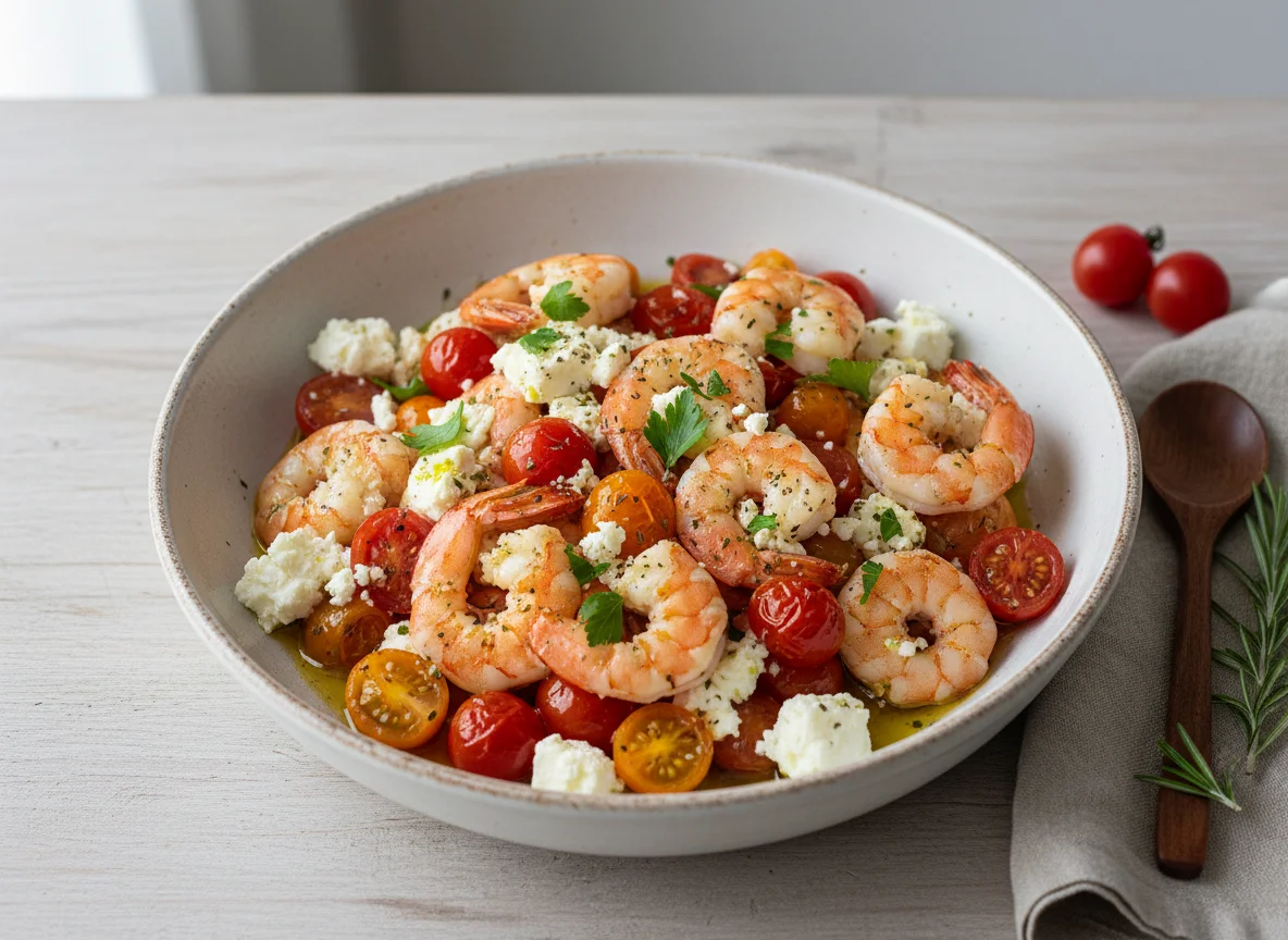 Garnelen mit Feta und Kirschtomaten photo