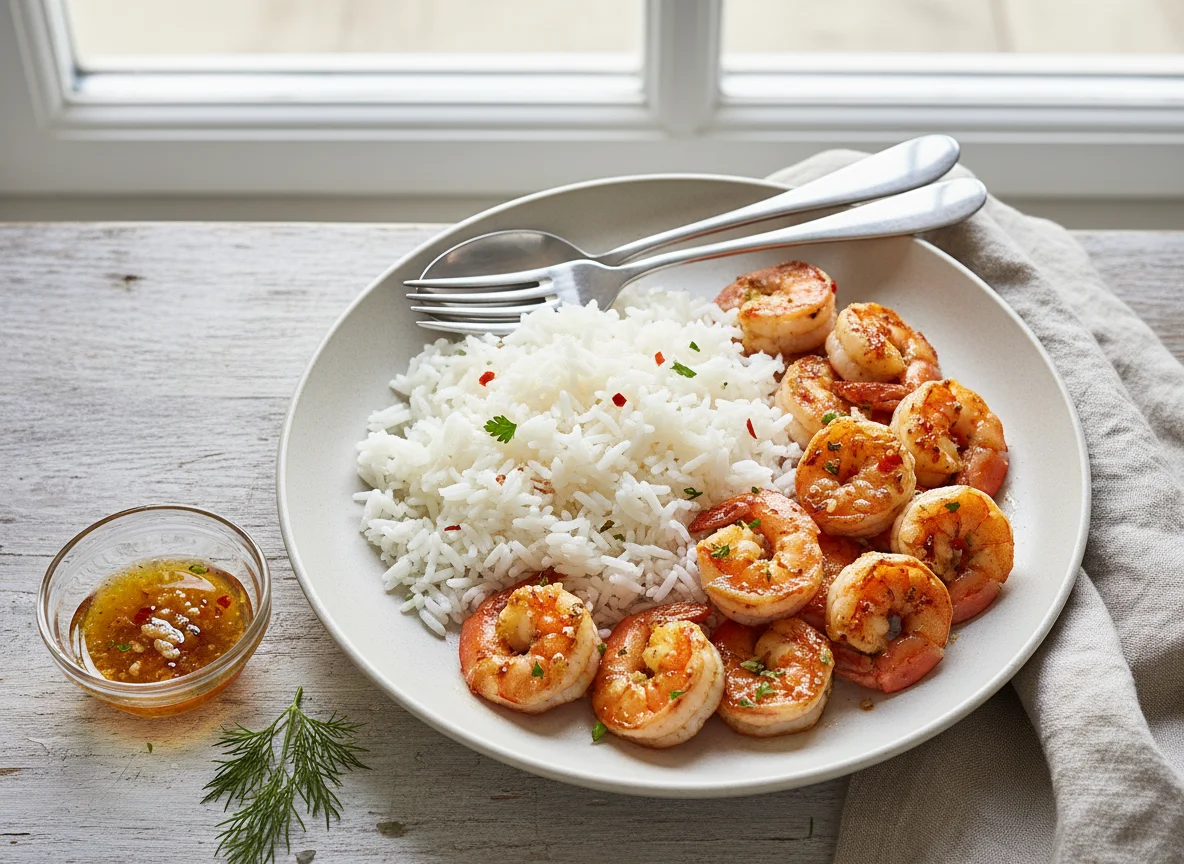 Garnelen mit Reis photo