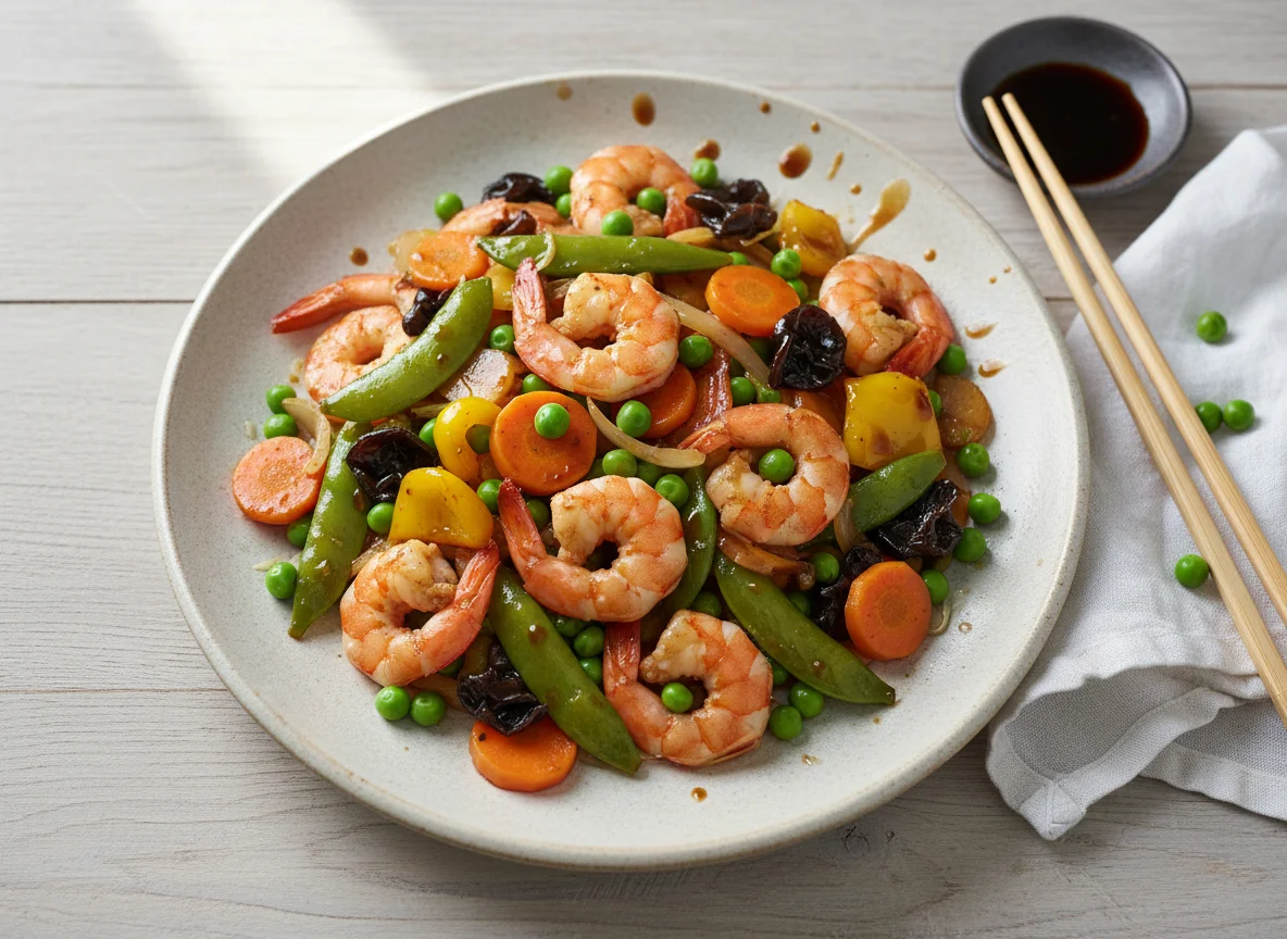 Garnelen-Gemüsepfanne photo